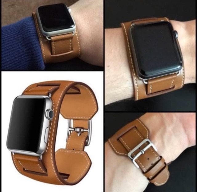 Strap tali jam cuff apple watch double single tour loop iwatch 3 4 5 44mm iwo 40mm leather fashion wanita kulit series 7 6 5 45mm 41mm