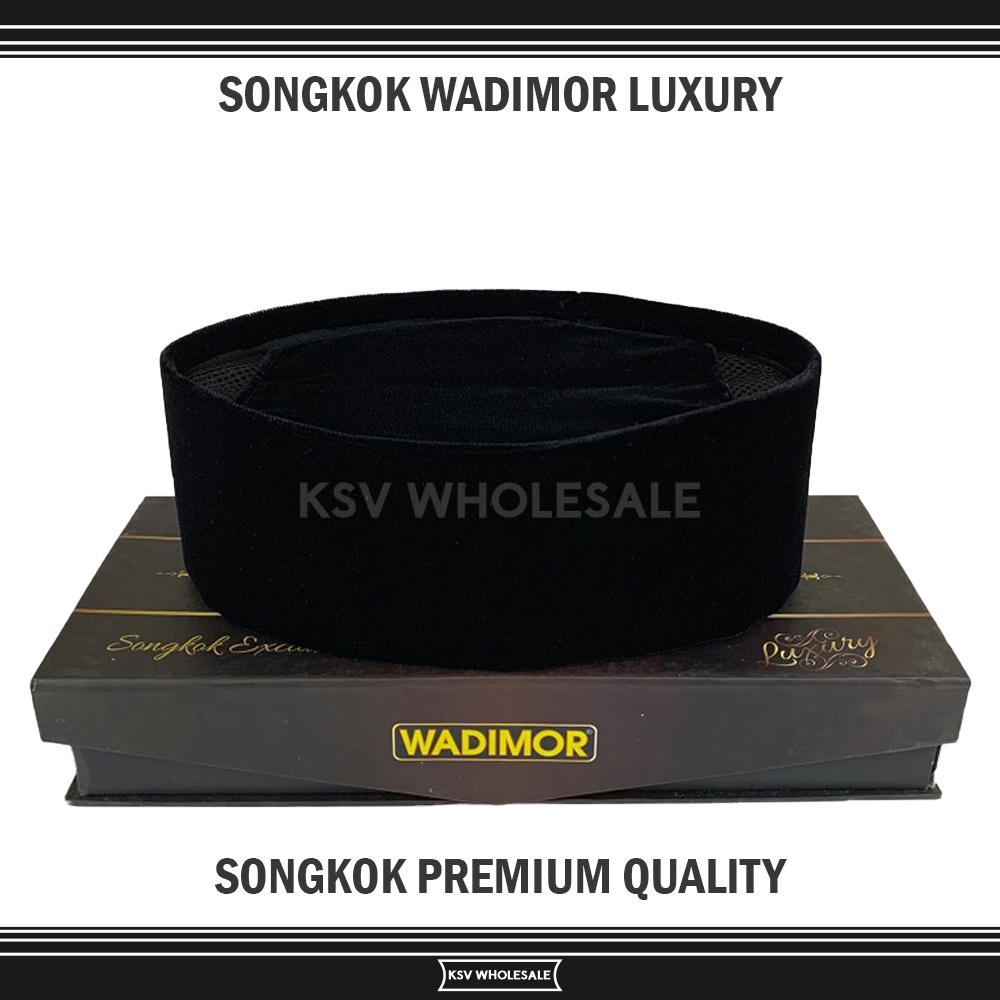 GROSIR (10 Pcs) Songkok Premium WADIMOR LUXURY Tinggi 9 ORIGINAL Peci Solat Hitam Mewah Pria Dewasa 