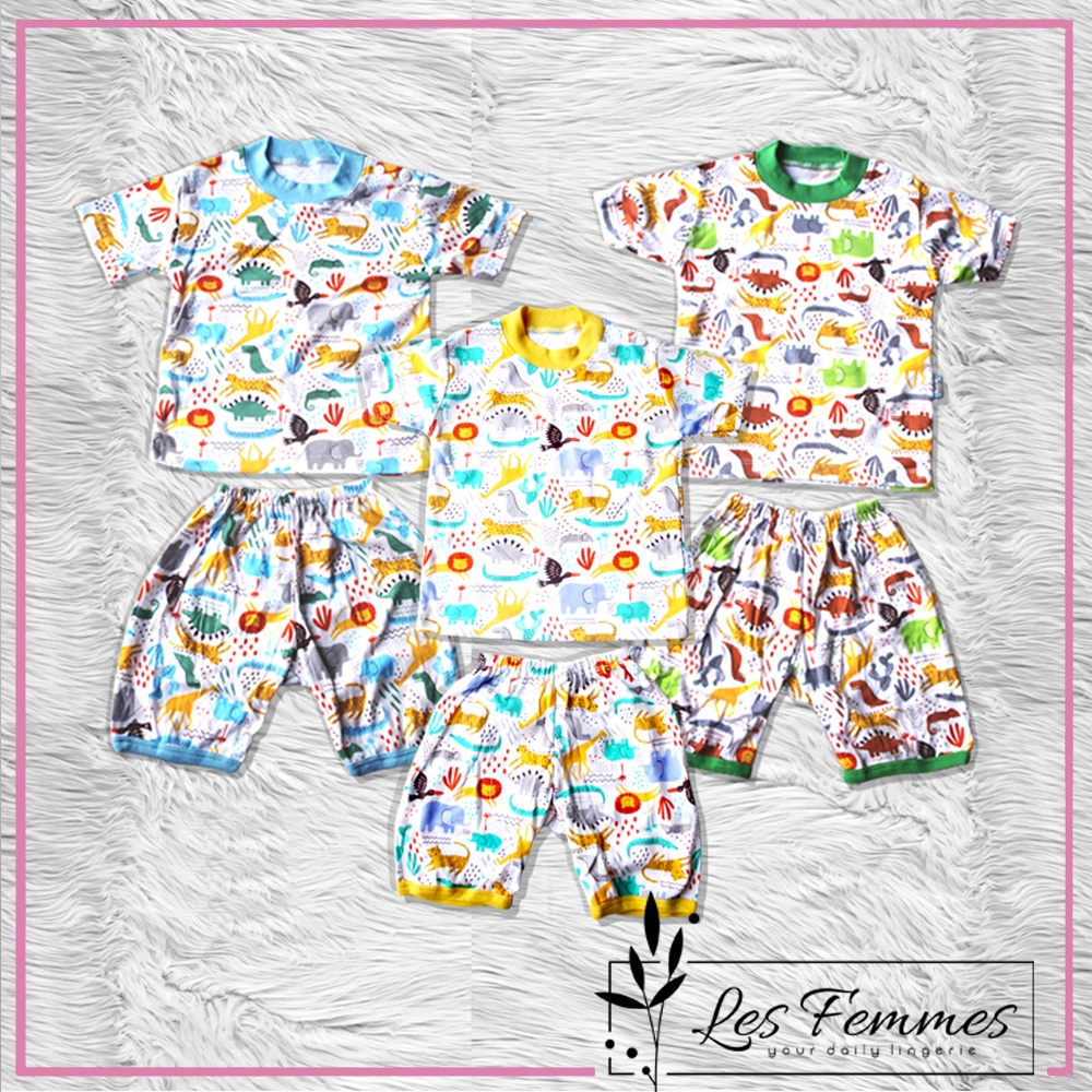 Baju baby set pendek lucu motif hewan ada ukuran