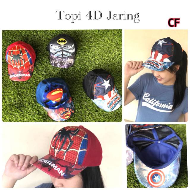Topi anak keren 4D superhero marvel