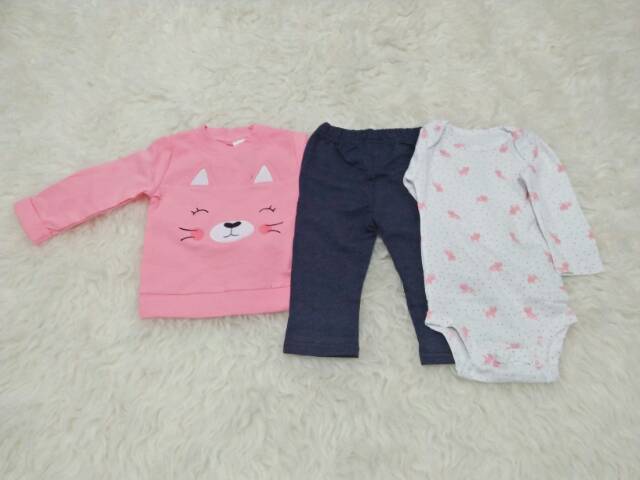 set 3in1 catell love/ baju bayi import/ set jaket bayi/ set jumper bayi