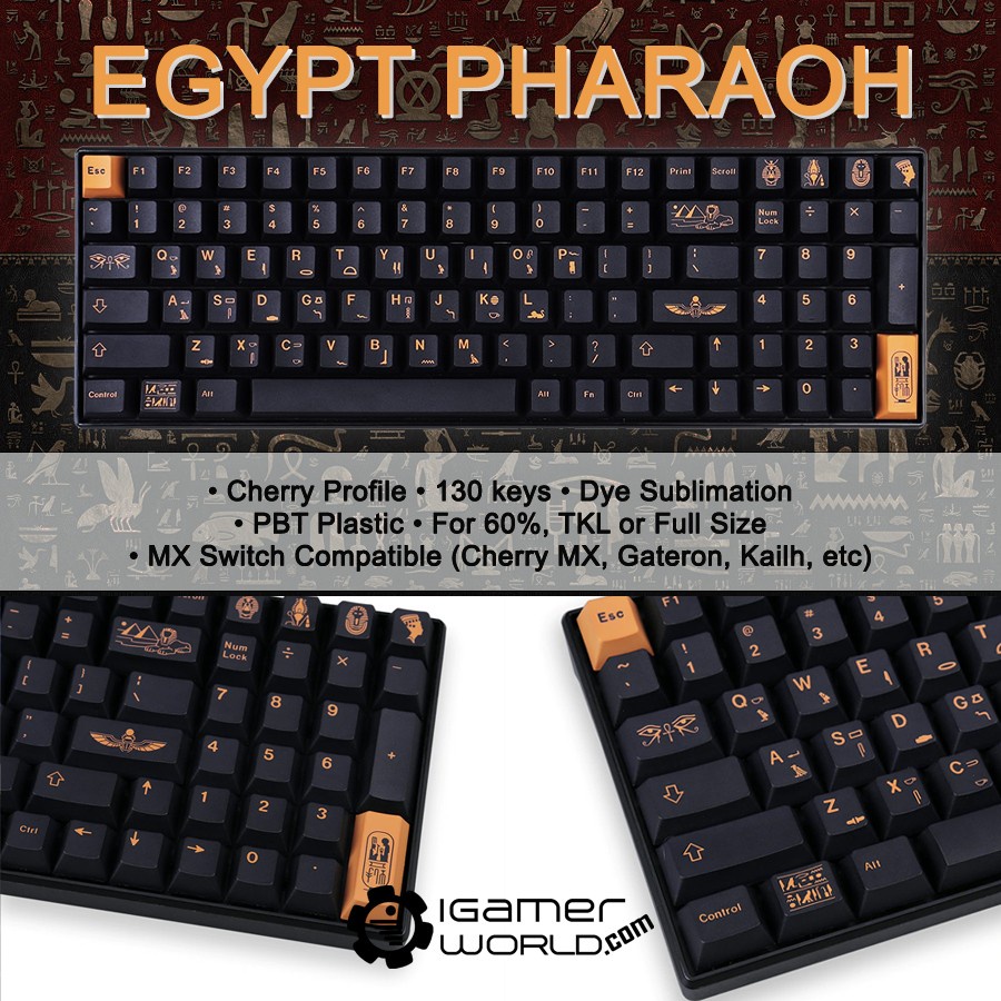 Titan Nation Egypt Pharaoh Keycaps PBT Dyesub for Mechanical Keyboard