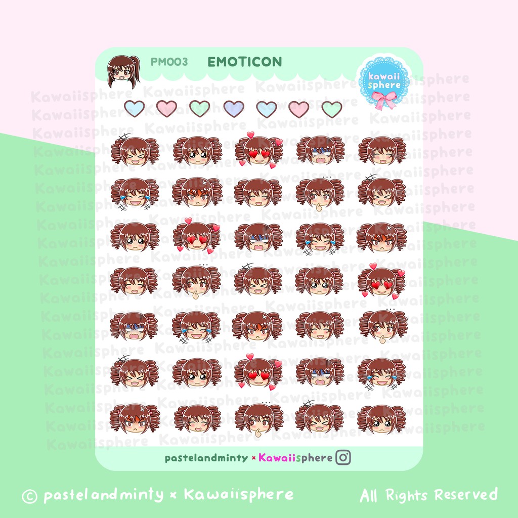 

Emoticon | Planner Sticker PM003 pastelandminty | Writable Waterproof