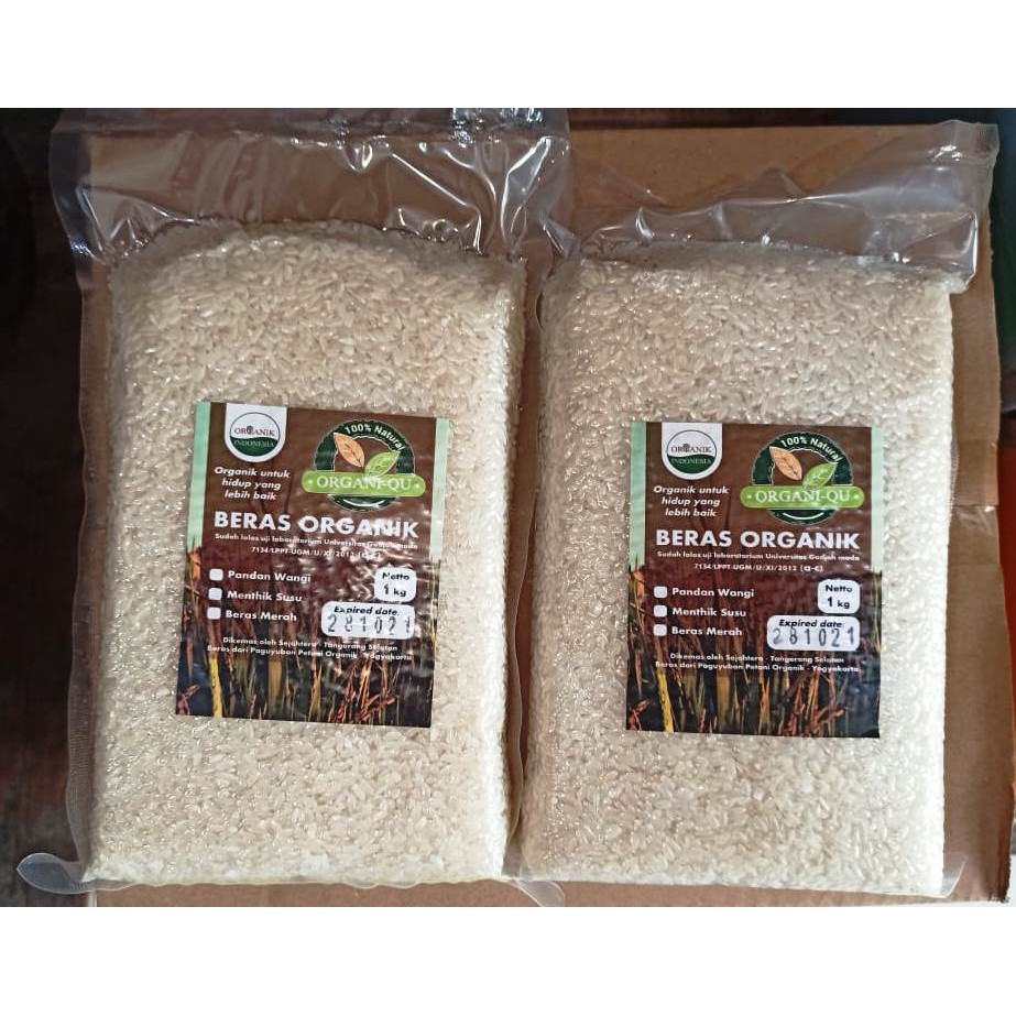 

Beras Pandan Wangi Organik Organi-Qu Vacuum / Vakum 1 kg