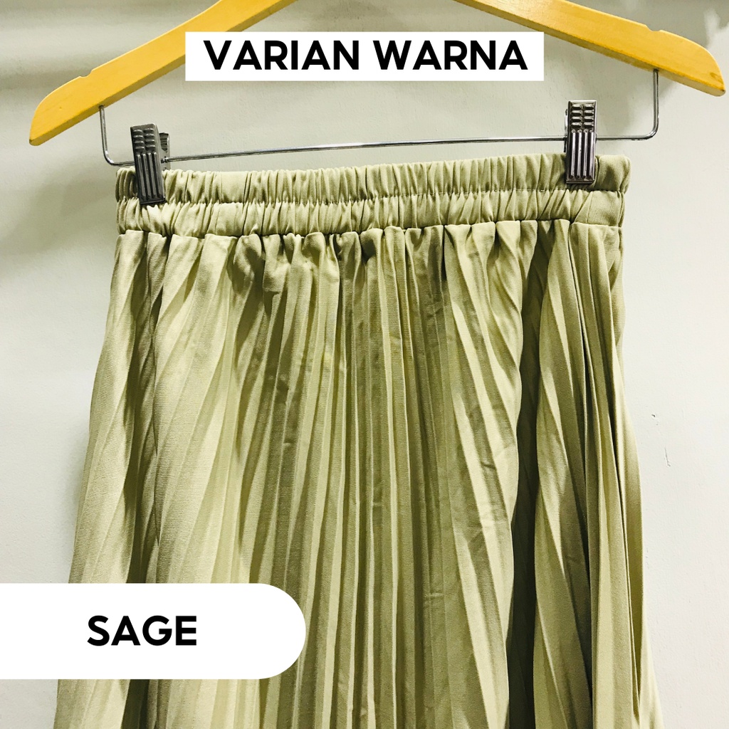 Rok termurah Jumbo Plisket Pendek Wanita 7/8 / Rok Payung Wanita-Sage