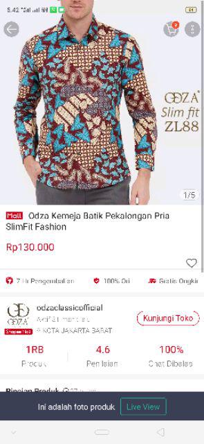 Odza Kemeja Batik Pekalongan Pria Slimfit Fashion