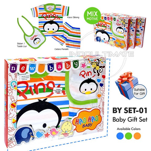 Kado Baju bayi Set BY SET-01 Kaos Bayi + Celana Bayi + Slaber Bayi Perlengkapan bayi baru lahir