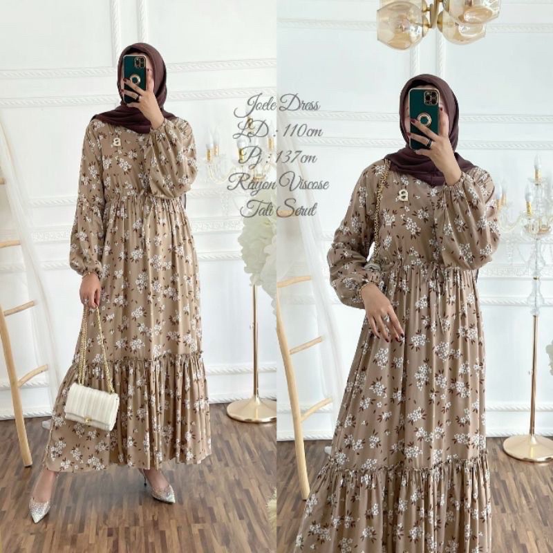 GAMIS MAXI DRESS RAYON PREMIUM LD 100 - 110 HOMEYDRESS BUSUI BAJU GAMIS SERAGAM MOTIF TERBARU V.2-JADE MOCA DRESS