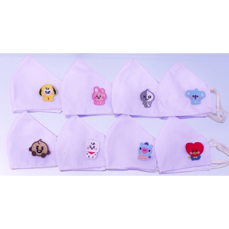Masker kain patch bordir masker dewasa warna Lilac