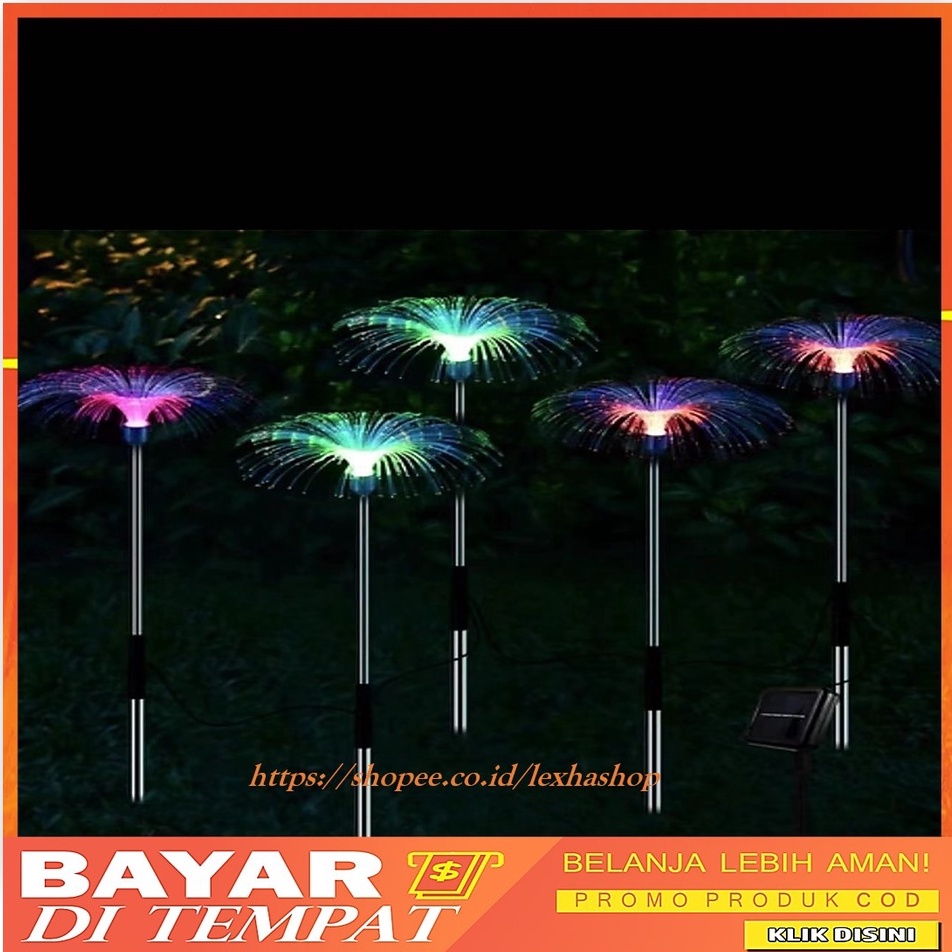 Lampu Taman Tenaga Surya Anti Air Bentuk Model Hujan Meteor Fiber Hiasan Taman 1 Box isi 5pcs