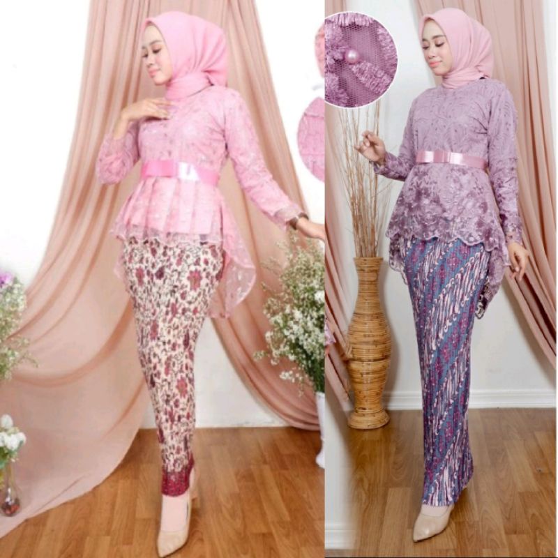 (COD) SETELAN KEBAYA AURORA TILLE MUTIARA / KEBAYA WISUDA / KEBAYA MODERN / KEBAYA TERLARIS / HANANIA KEBAYA