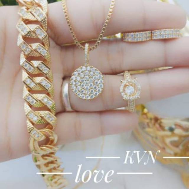 Xuping set perhiasan lapis emas 24k 1818