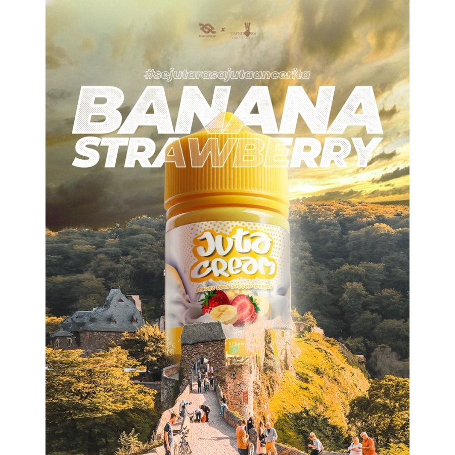 LIQUID JUTA CREAM BANANA STRAWBERRY 60ML AUTHENTIC LIQUID