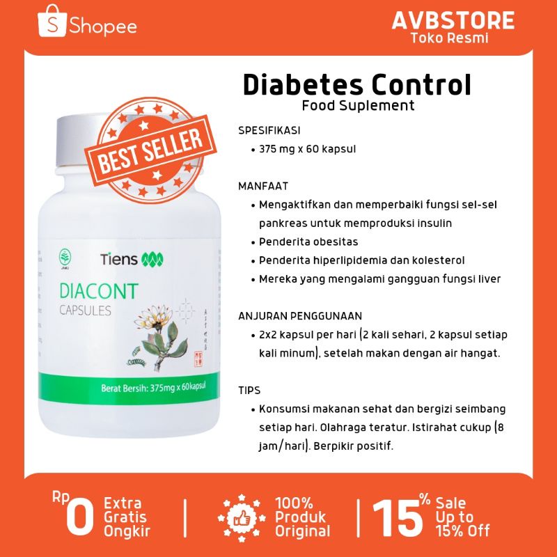 Diacont, Diabetes control, 60 kapsul 100% Asli bukan repacking boto segel