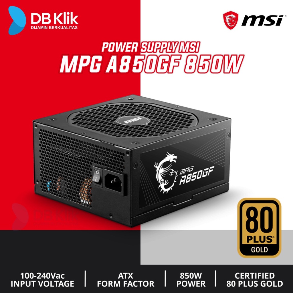 Power Supply MSI MPG A850GF 850 Watt 80+ Gold - PSU MSI MPG A850GF 850W