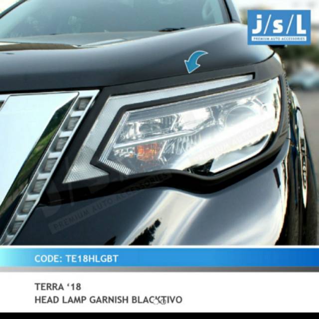 Garnish lampu depan mobil Nissan Terra 2018 Hitam &amp; Chrome / head lamp garnish jsl