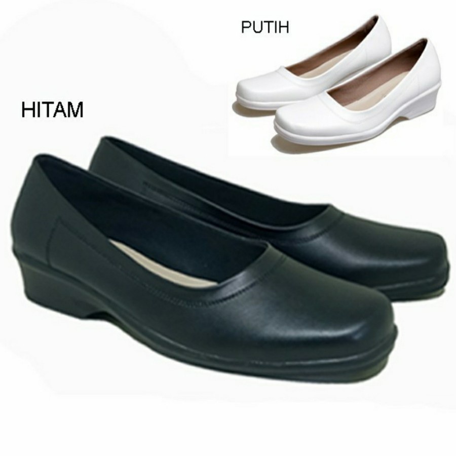 Sepatu Formal Pesta Wanita |Big Size 40-41-42-43-44-45 Ukuran Besar Jumbo| Heels Pantofel Kulit Hitam