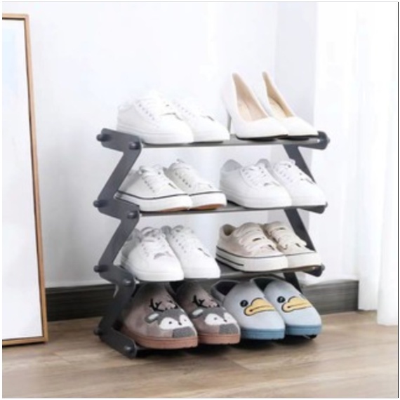 Rak Sepatu Zig Zag Minimalis Rak Sepatu 4 Susun Rak Serbaguna Rak Sepatu Portable