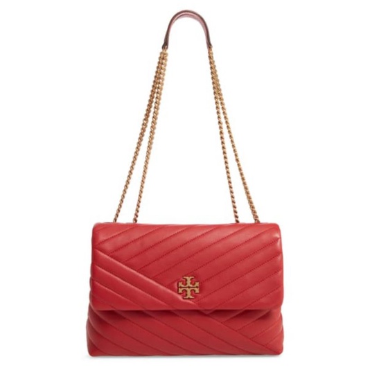 Tory Burch Kira Chevron Convertible Shoulder Bag Medium 27 Cm - Red Apple