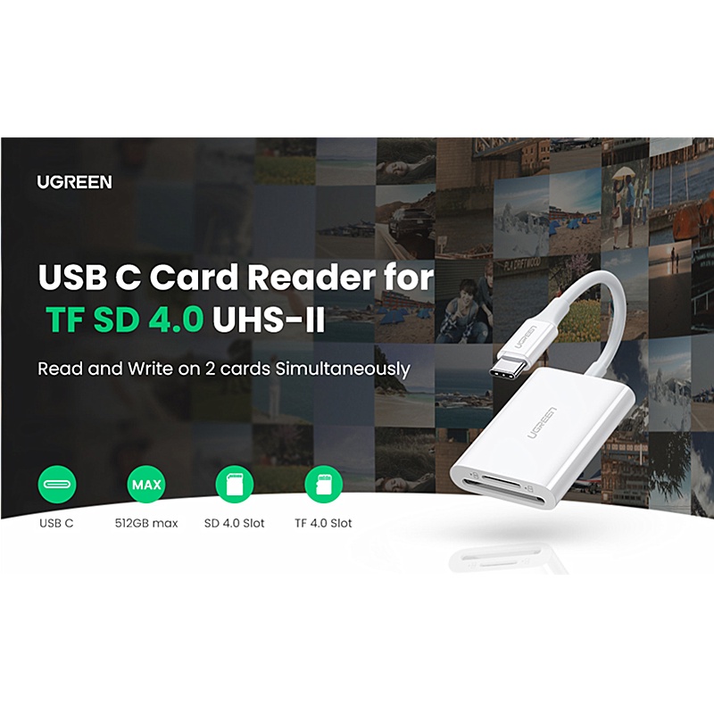 Ugreen Adapter Card Reader OTG USB-C 3.1 Tipe-C Ke Micro SD TF 4.0 UHS-II