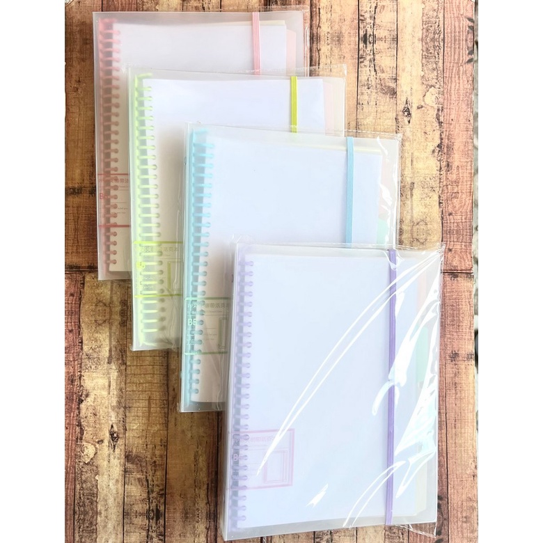 Map Binder Wengu A5 B5 Label Transparan Tali Ring Besi Pastel - Binder Note Plus Loose Leaf dan Divider - Binder File