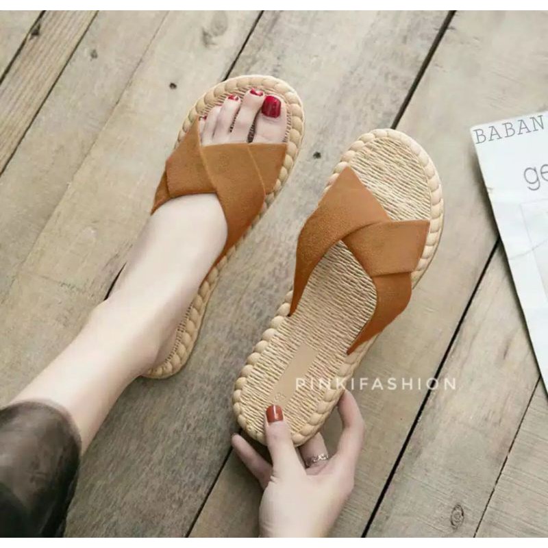 Home-SENIA Sandal Etnik Suede Tali Simpul Sp638