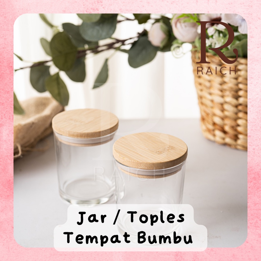 Tempat Bumbu Dapur Toples Rak Tutup Kayu Serbaguna Silver Set Botol Spices Storage Jar Kitchen Stuff