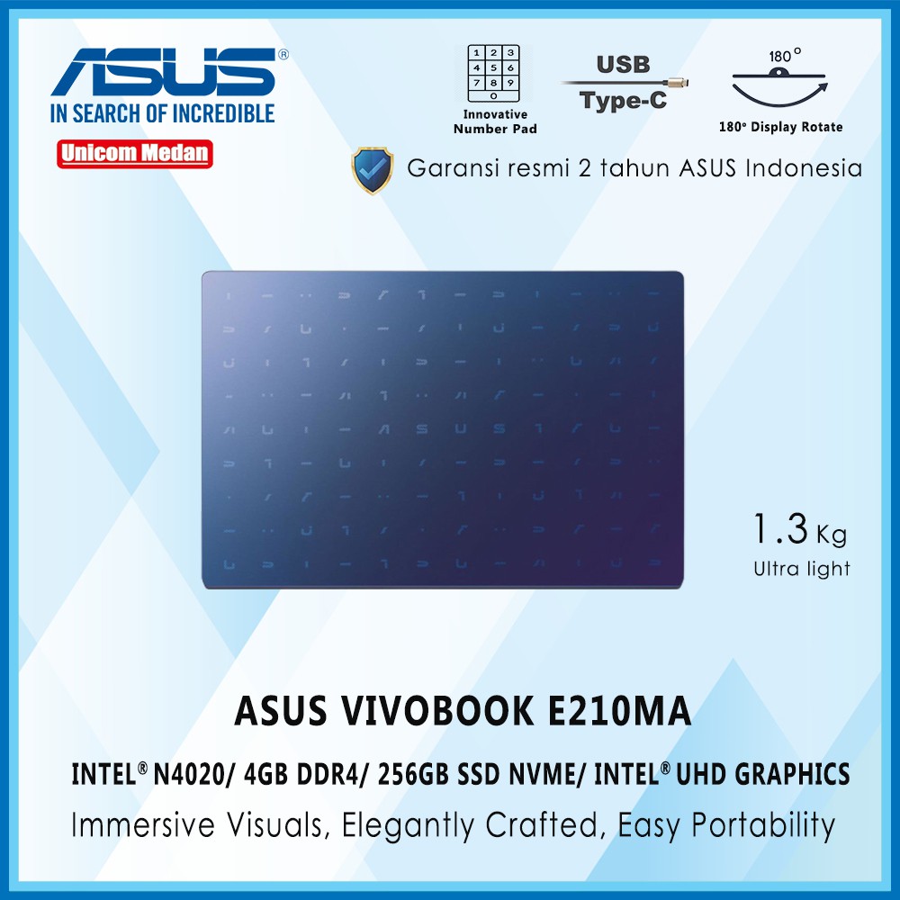 ASUS VIVOBOOK E210MA N4020 4GB SSD 256GB SSD Intel UHD WIN10 + OHS 2019
