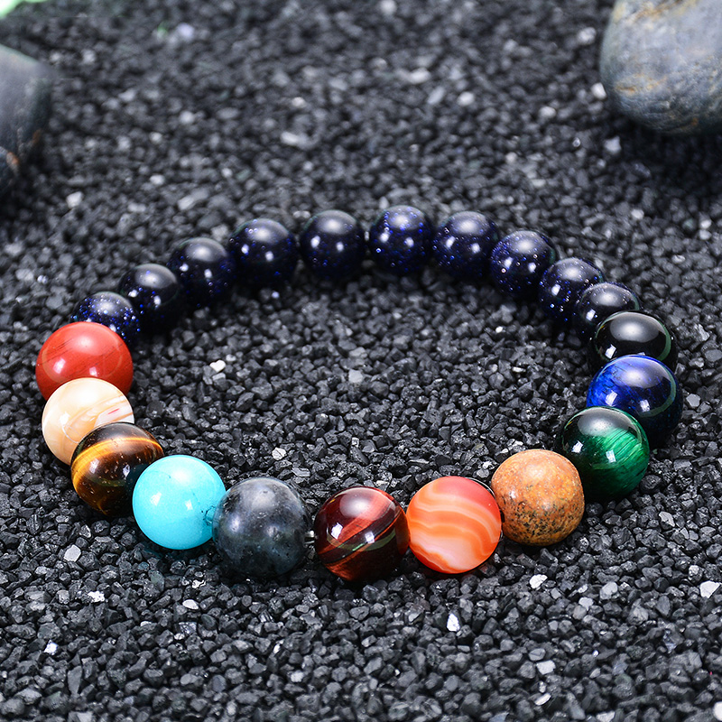 Gelang Manik-Manik Batu Alam Chakra Yoga Galaxy Sistem Tata Surya Untuk Pria Dan Wanita