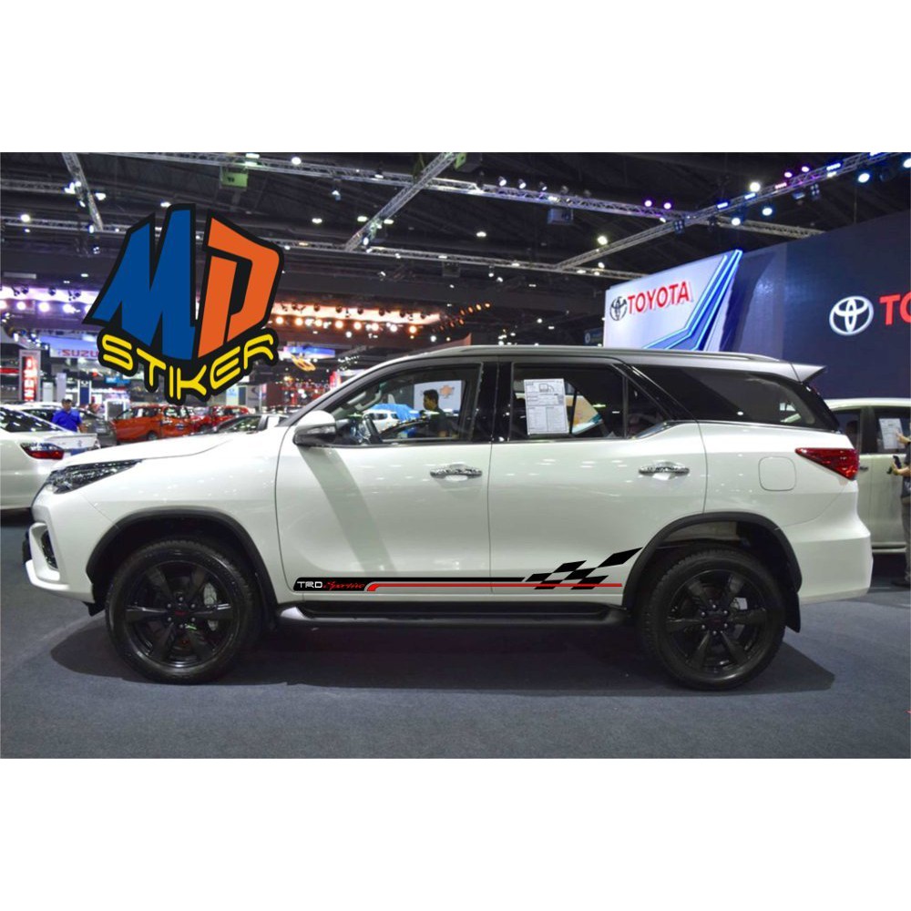 stiker cutting strepeng body mobil fortuner hitam merah&gambar stiker list stiker minimalis