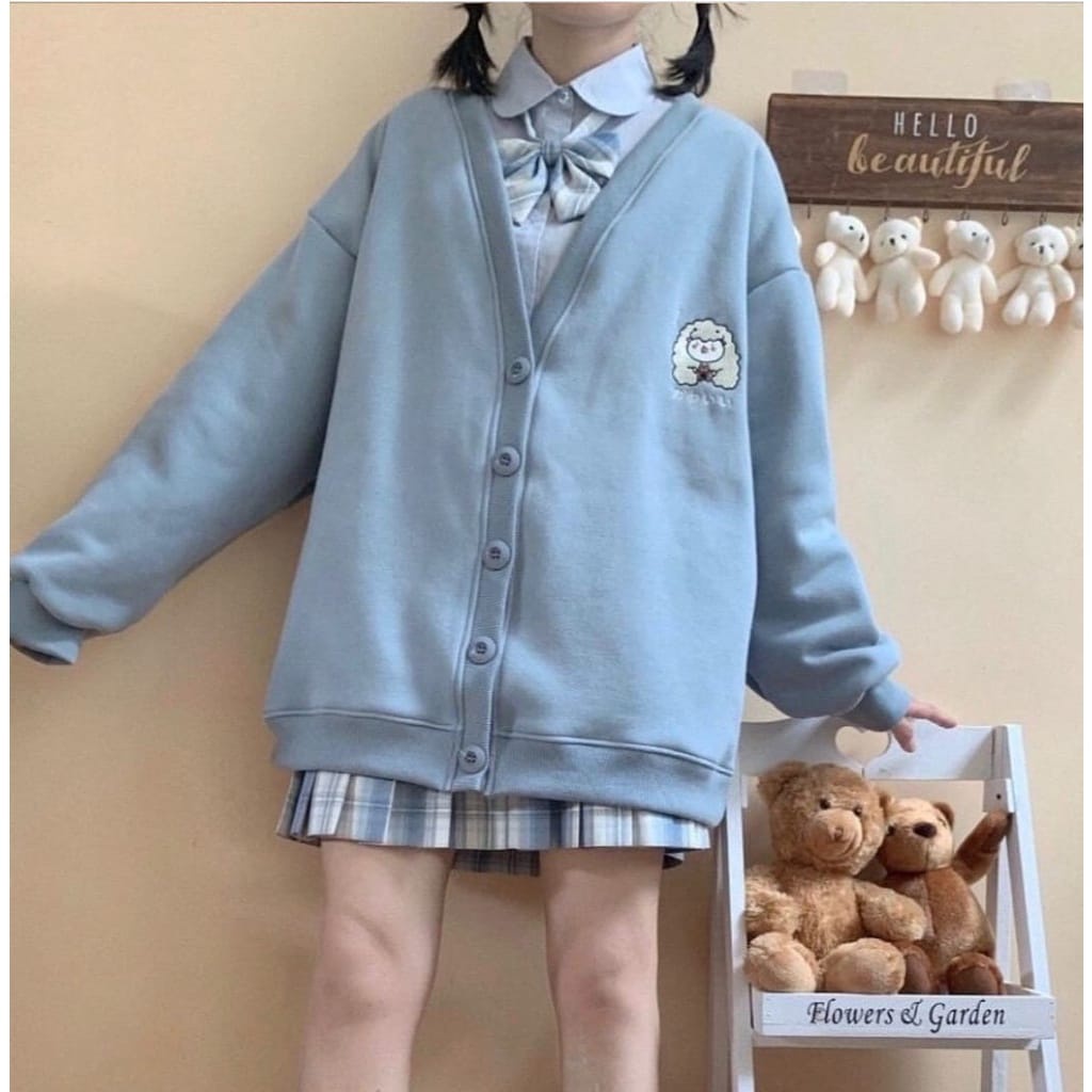 CARDIGAN WANITA | SHEEP CUTE CARDIGAN OVERSIZE | SWEATER WANITA KOREAN STYLE