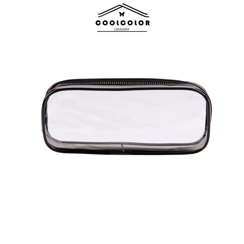 COD❤️Decompression Primary Middle School Students Competition Rotating Pen Can Write Student Rotating PenTransparent PVC Student Stationery Zipper Pen Bag Travel Portable Toiletry Makeup Storage Bag- cl