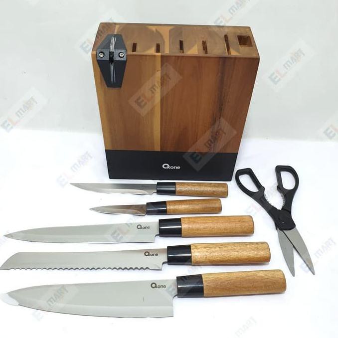 Oxone Ox-984 Acacia Pisau Set Knife Set With Wood Block