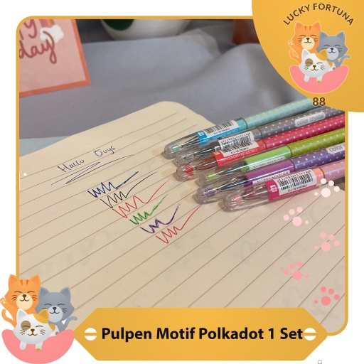 

[Luckyfortuna88] Pulpen Motif Polkadot 1 Set Isi 6 Pulpen 1 set isi 6 Pen motif Polkadot 1 set isi 6 alat tulis kantor alat tulis sekolah lucu murah