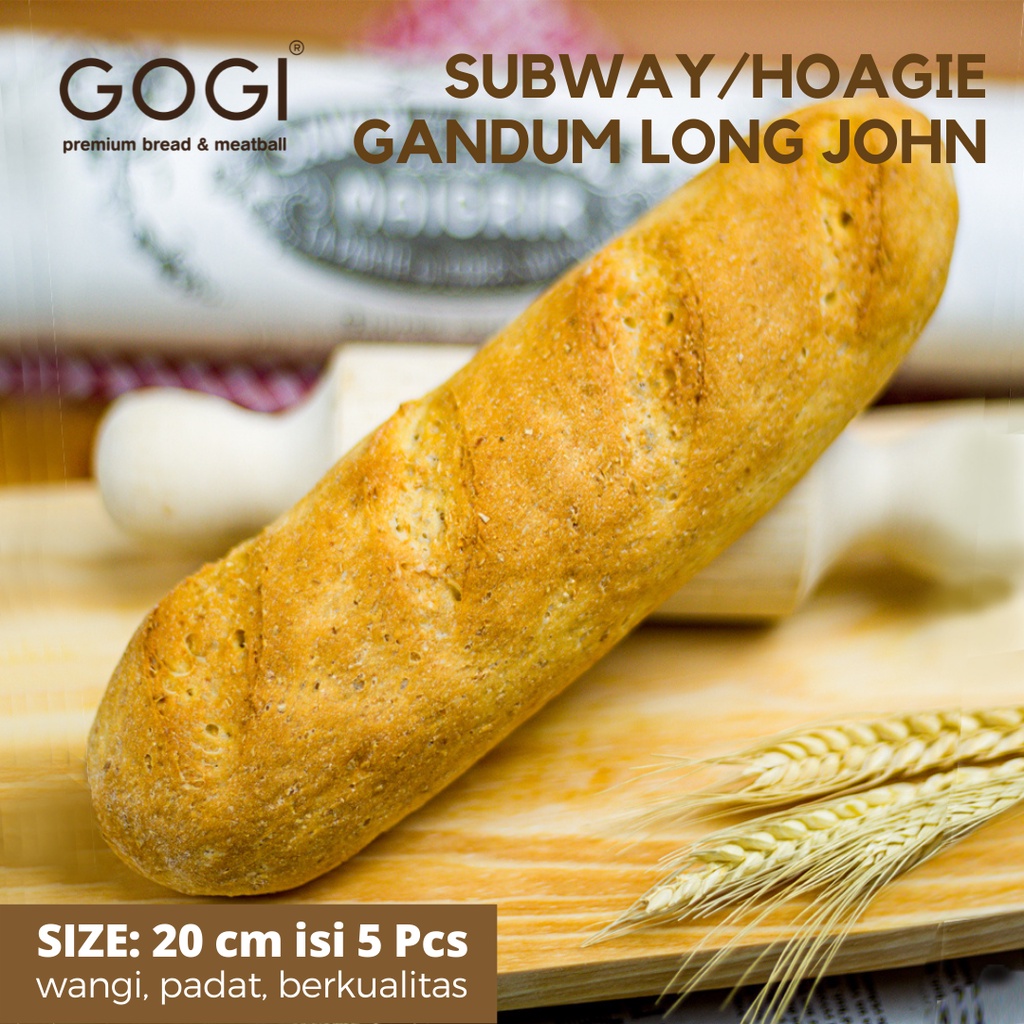 

Whole Wheat Hoagie Roll isi 5 pcs 20cm Roti Subway Gandum Roti Long John