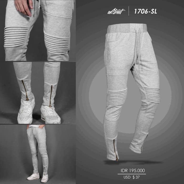 CELANA PANJANG PRIA / SWEATPANTS  OS ZIPPLINE (MISTY GREY) KEREN