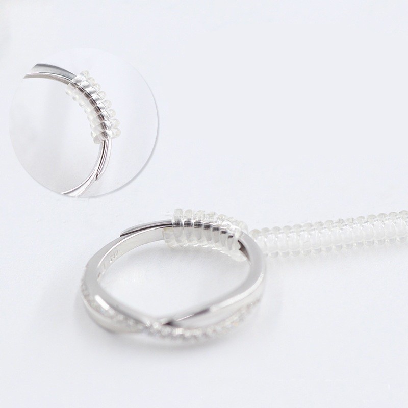 Ring Size Adjuster Fit for Loose Rings Clear Spiral Silicone Tightener Tools