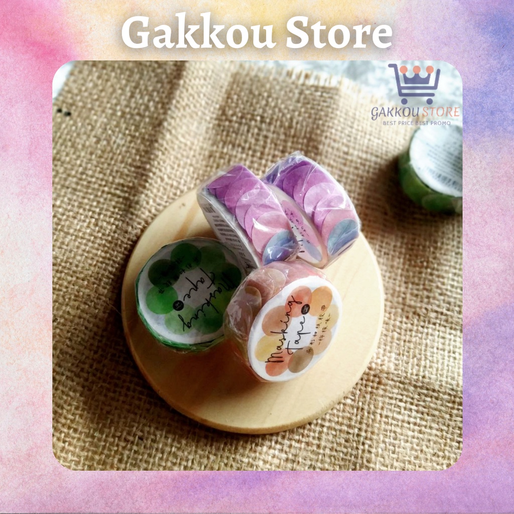 

Gakkou Store Sticker Stiker Washi Masking Tape Tema Dot Dotted Warna Aesthetic Cute