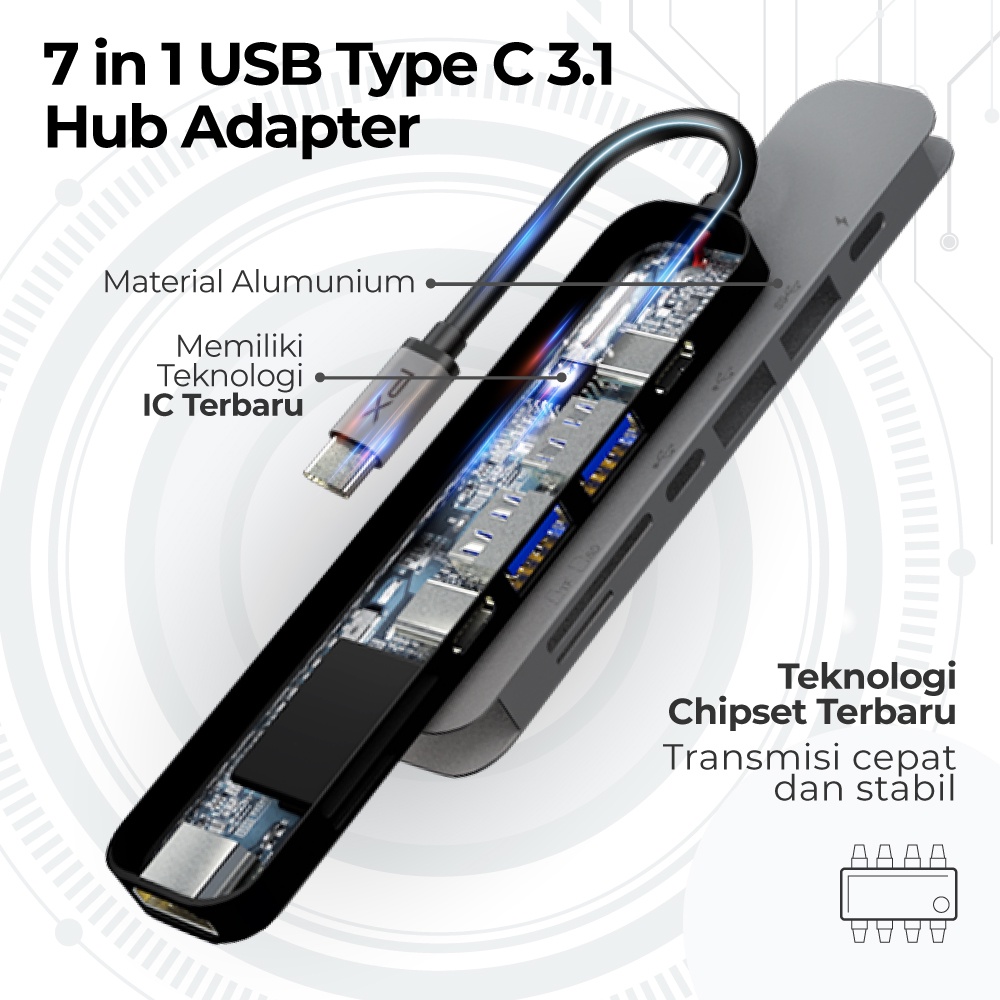 USB Hub Type C 3.1 Converter to HDMI USB Micro SD Card 7 in 1 PX UCH70