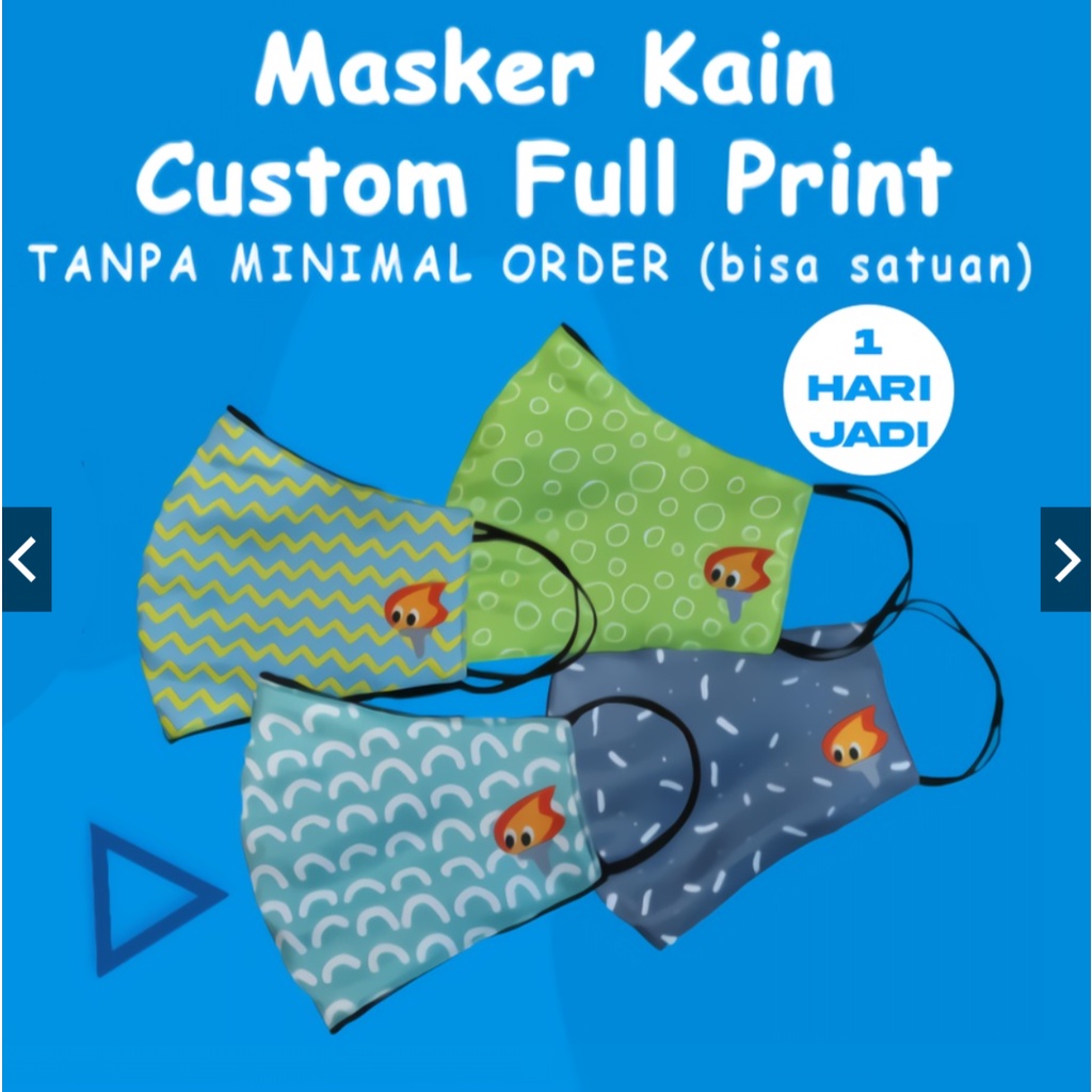 (BISA SATUAN)Masker kain 3 lapis 3 ply Custom Full Print DESAIN SESUKAMU