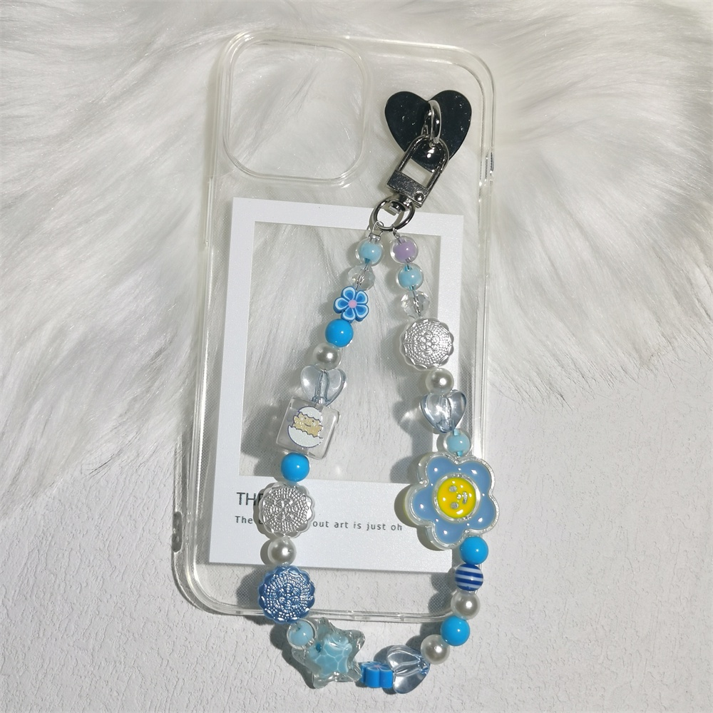 Case Pelindung Transparan Dengan Gantungan Kunci Biru Untuk Iphone 14 6 6S 13 7 + 8 Plus SE 2020 XS XR 11 12 Mini PRO MAX