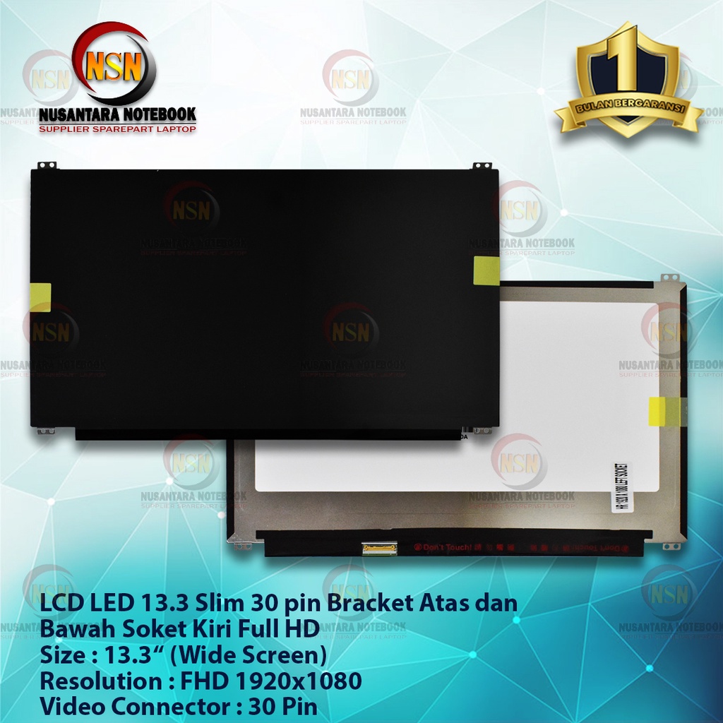 LCD LED 13.3 Slim 30 Pin Bracket Up Down Soket Kiri Full HD