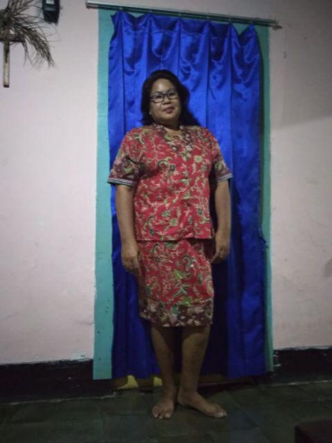 Sarimbit/ Couple Rok N Blus Batik Wanita Alena Gentong Merah