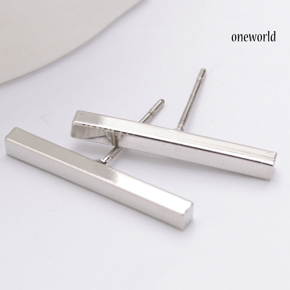 OW@ Minimalist Bar Stick Line Women Stud Earrings Party Jewelry Valentine Day Gift