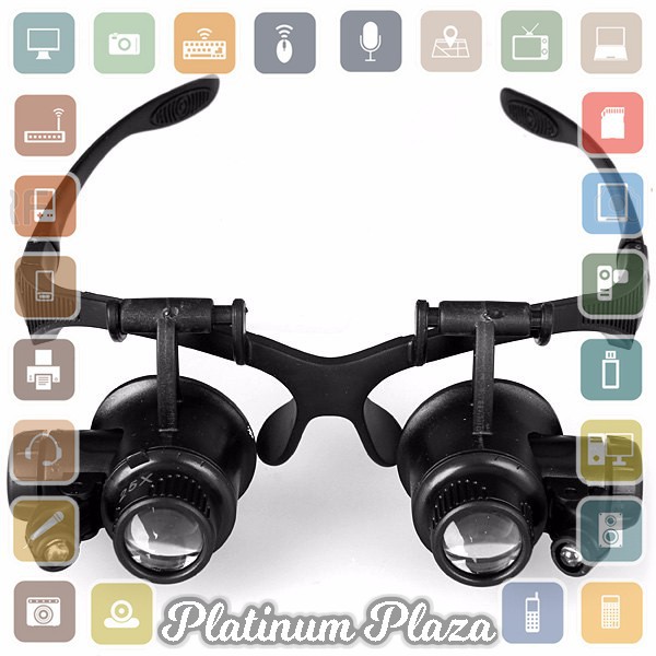 Kacamata Pembesar 25x Magnifier dengan 2 LED - Black`A4F3QY-