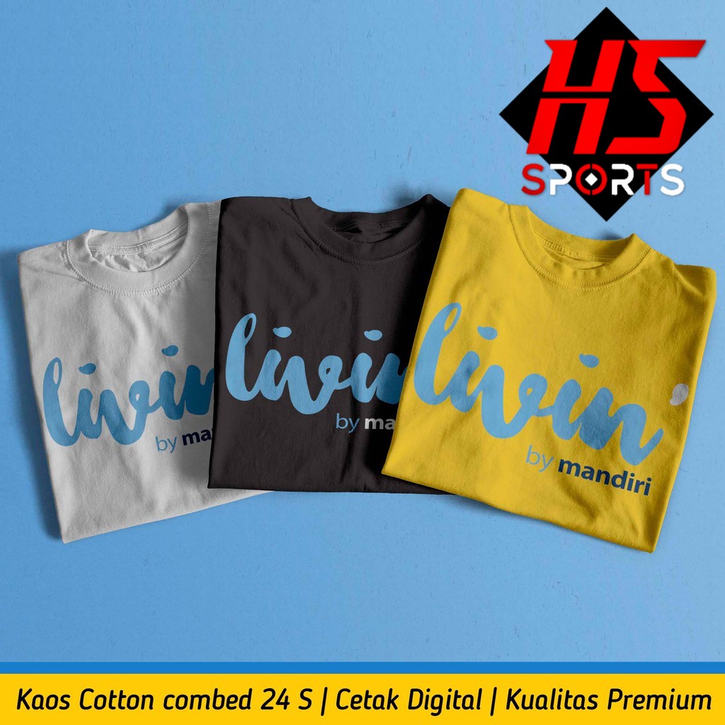 Kaos Livin by Mandiri  - DEPAN GAMBAR BESAR - kaos  LIVIN MANDIRI - Baju bank mandiri terbaru