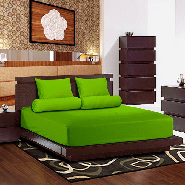 Jaxine Sprei Bahan Katun Polos Warna Hijau | Sprei Polos Hijau | Sprei Warna Hijau | Sepray Hijau
