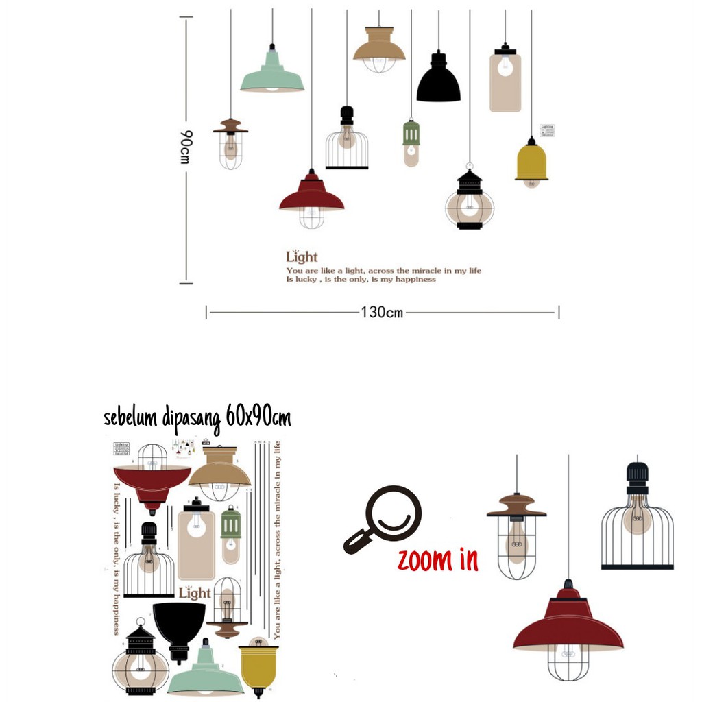 RELIZA WALL STICKER 60X90 LAMPU GANTUNG CLASSIC LAMP JM7306 STIKER DINDING ko