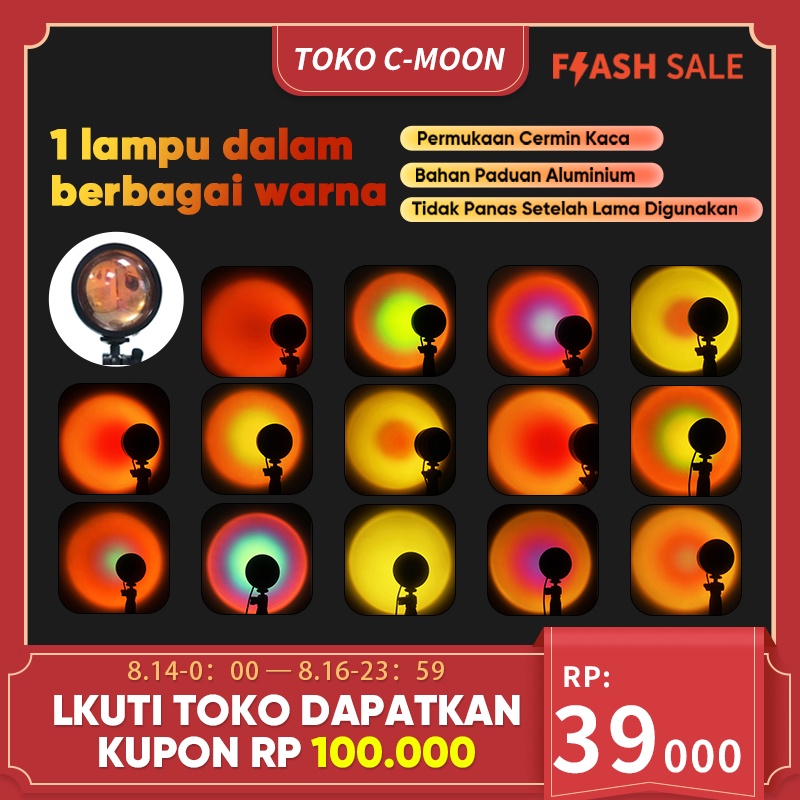 Lampu sunset lamp 4 in 1 murahproyeksi LED matahari terbenam warna