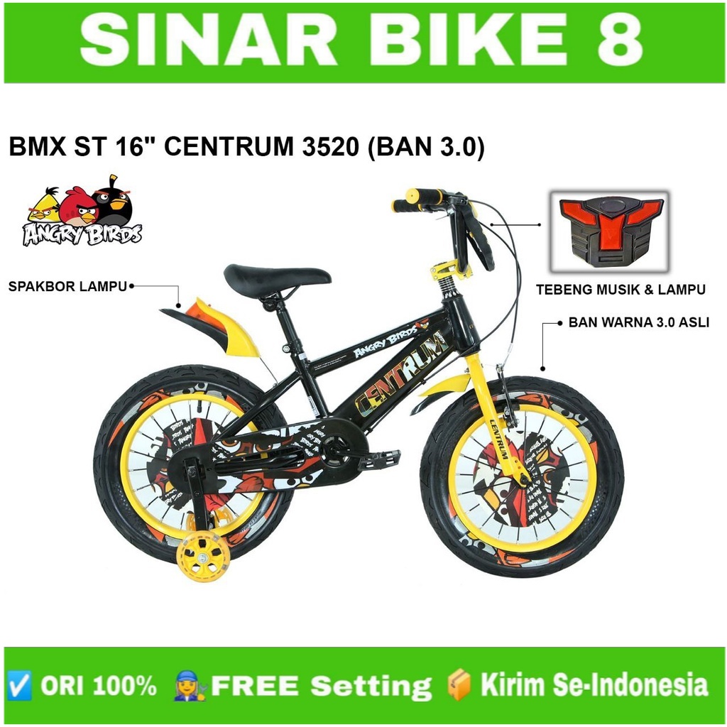 Sepeda Anak Laki BMX Centrum 3520 ANGRY BIRD Ukuran 12&quot;, 16&quot; dan 18 Inch